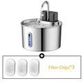 2L Wireless Smart Pet Fountain Stainless Steel Cat Dog Water Dispenser Motion Sensor Rechargeable Auto Drink Bowl( No 5V 1A Plug